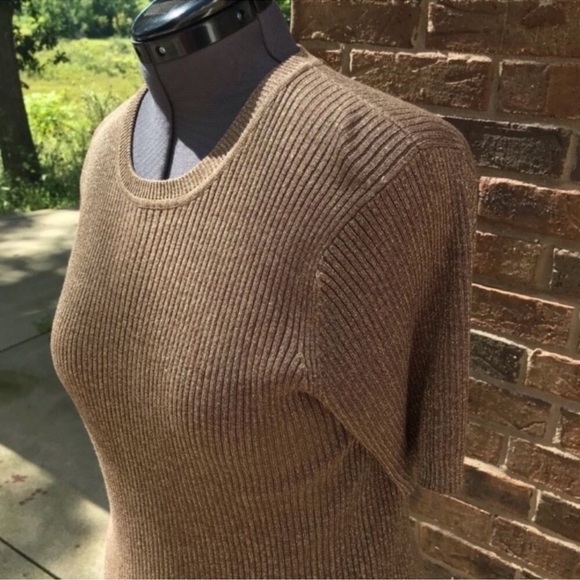 SAKS FIFTH AVENUE VINTAGE Silk Sweater Gold XL EUC - Picture 2 of 5